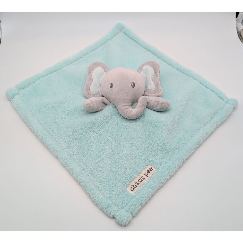 Aqua Blue Elephant Plush Lovey Security Blanket Soft 14" Chick Pea